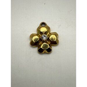 Coach Gold Flower Pendant With Clear Rhinestone Center